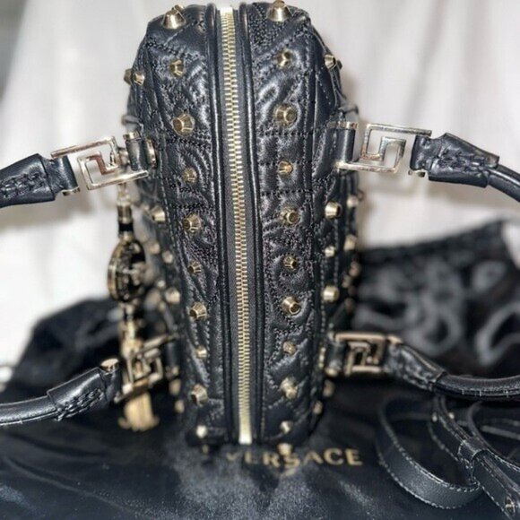 Versace Nappa Barocco Quilted Studded Vanitas Demetra in Black - Picture 7 of 11